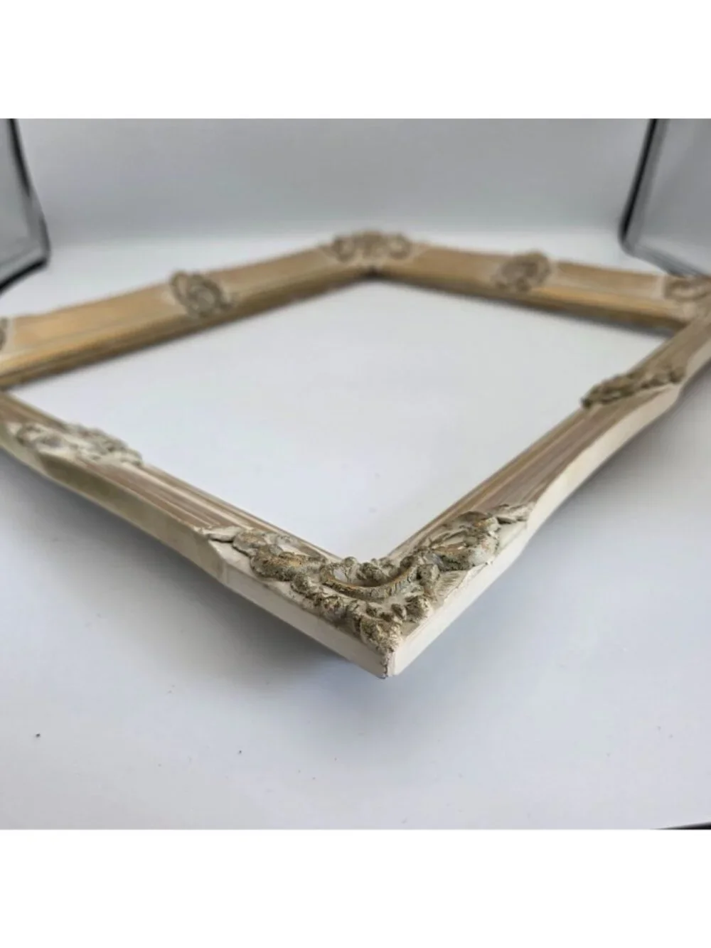 Vintage Ornate Baroque Style Gold & White Picture Frame 10